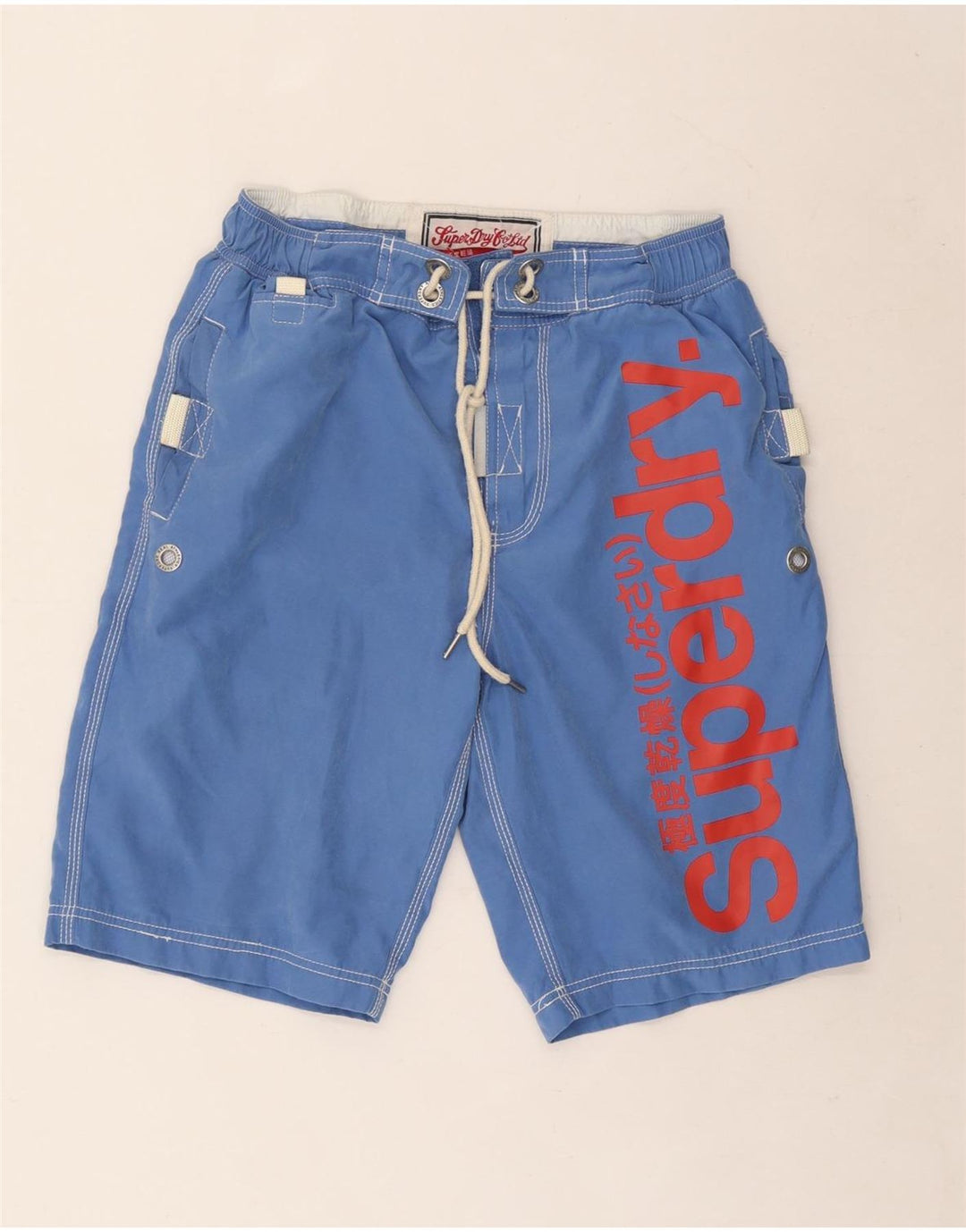 Pantaloncini da bagno grafici da uomo Superdry in poliestere blu medio