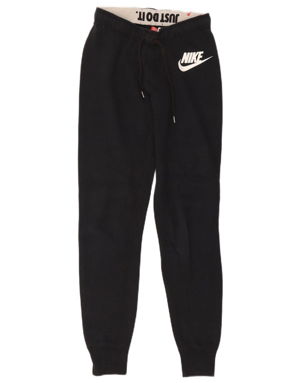 Pantaloni da tuta con grafica Nike da donna Joggers UK 4 XS cotone nero
