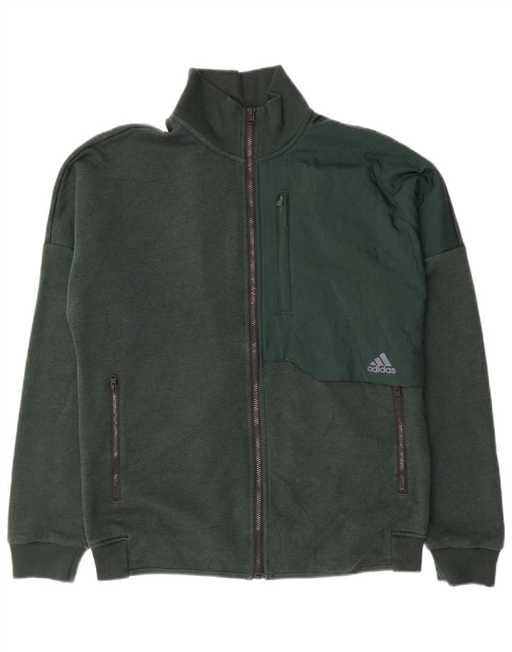 Giacca da ginnastica da uomo Adidas in cotone verde medio