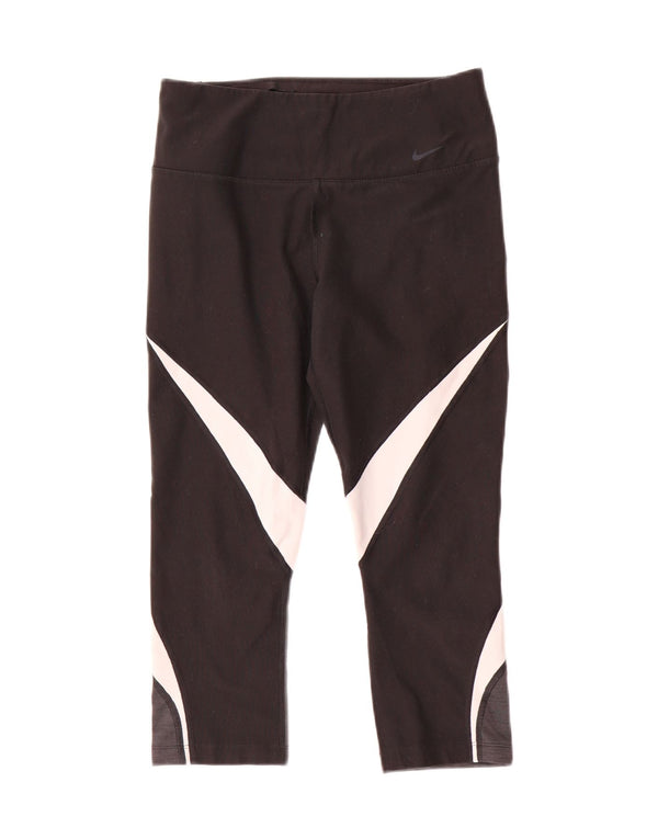 Leggings Nike Dri Fit Capri da donna UK 10 Small Nero Colourblock Poliestere