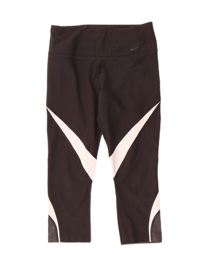 Leggings Nike Dri Fit Capri da donna UK 10 Small Nero Colourblock Poliestere