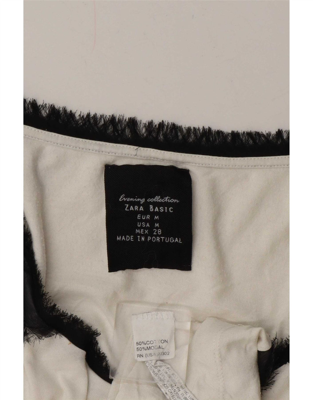 Canotta da donna Zara UK 14 cotone a righe bianche medie