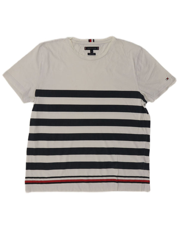 T-shirt da uomo Tommy Hilfiger Top XL in cotone a righe bianche
