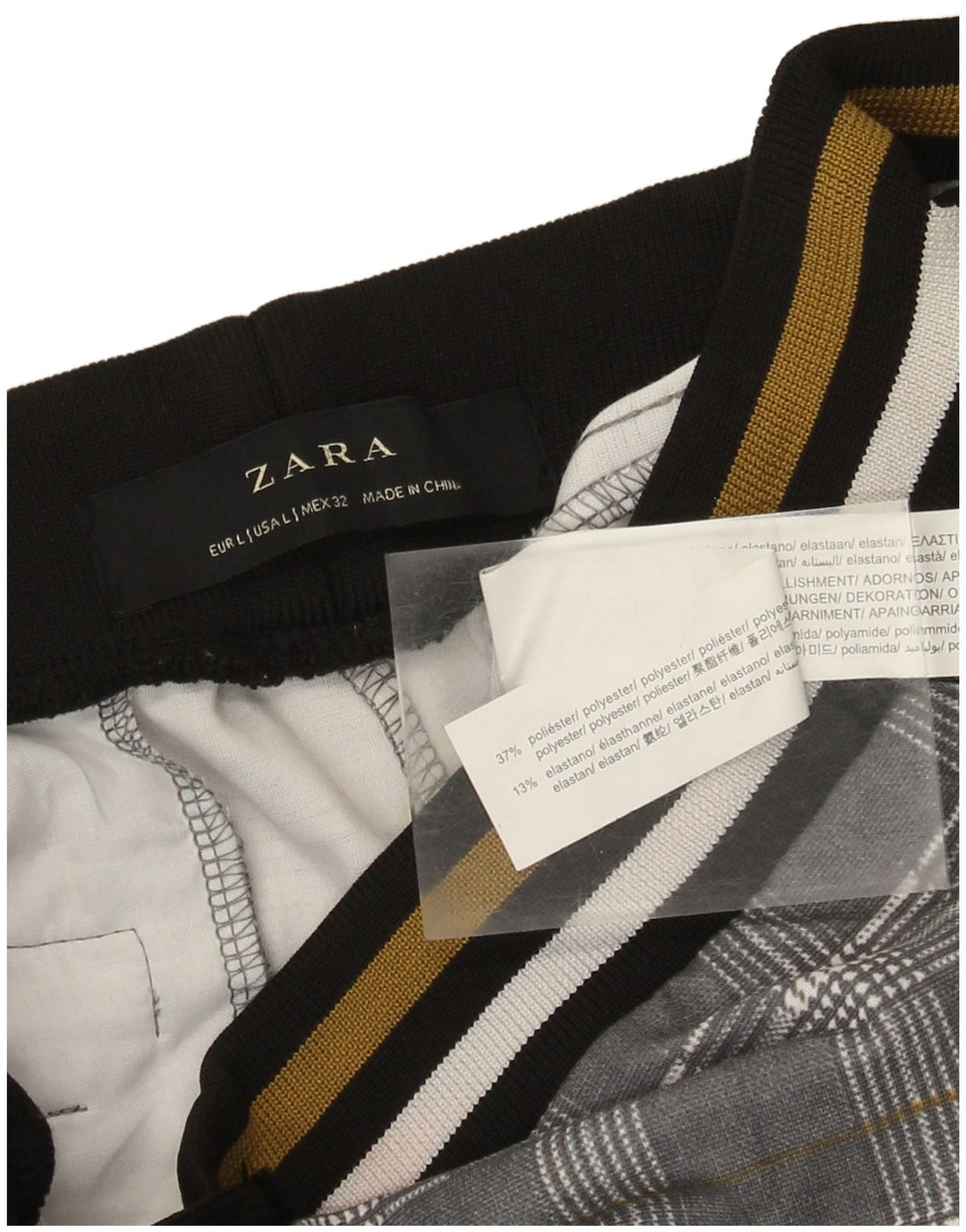 Pantaloni da tuta corti da donna Zara UK 14 Poliestere grande grigio a quadri