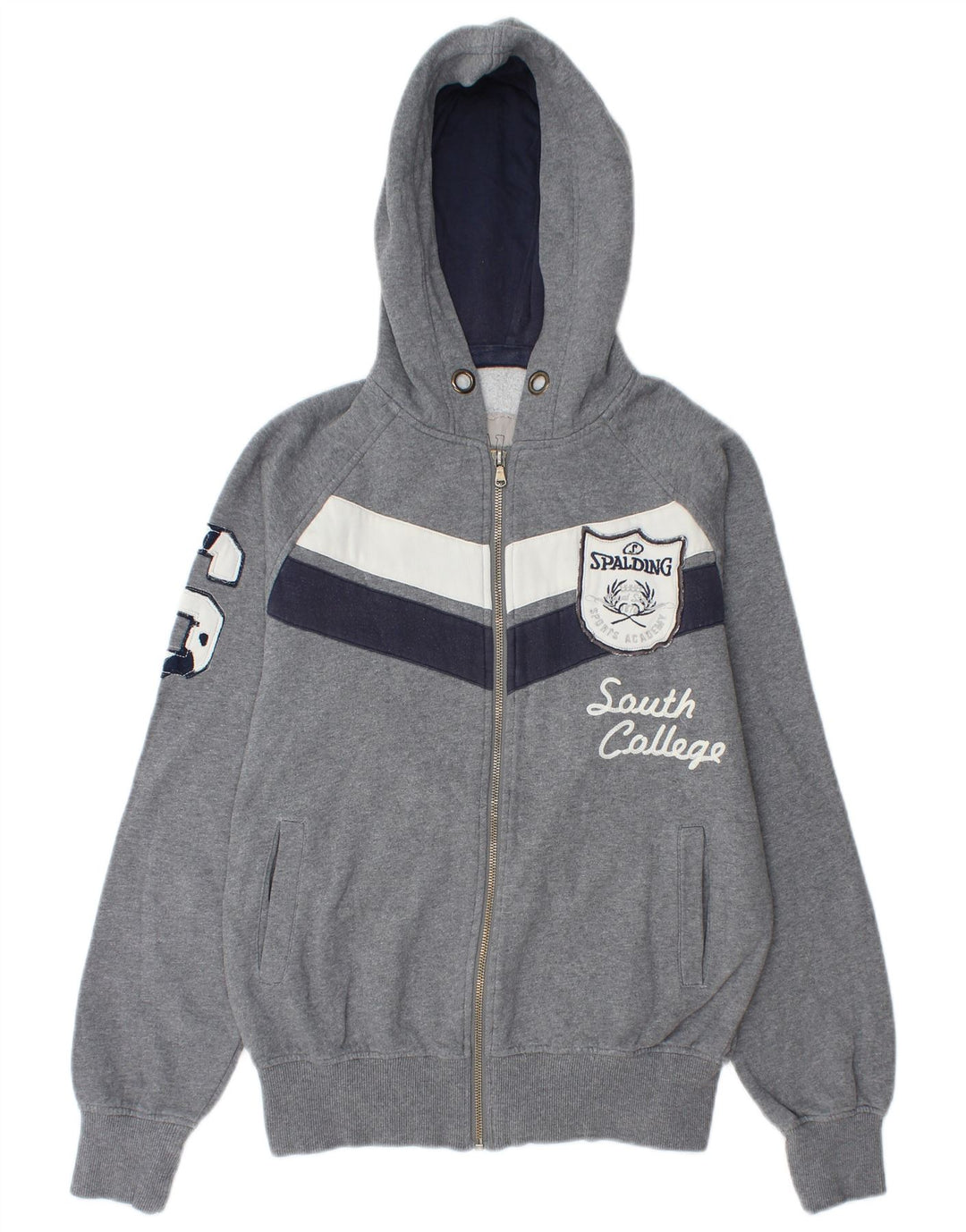 SPALDING Maglione con cappuccio e zip grafica da uomo in cotone color block grigio medio