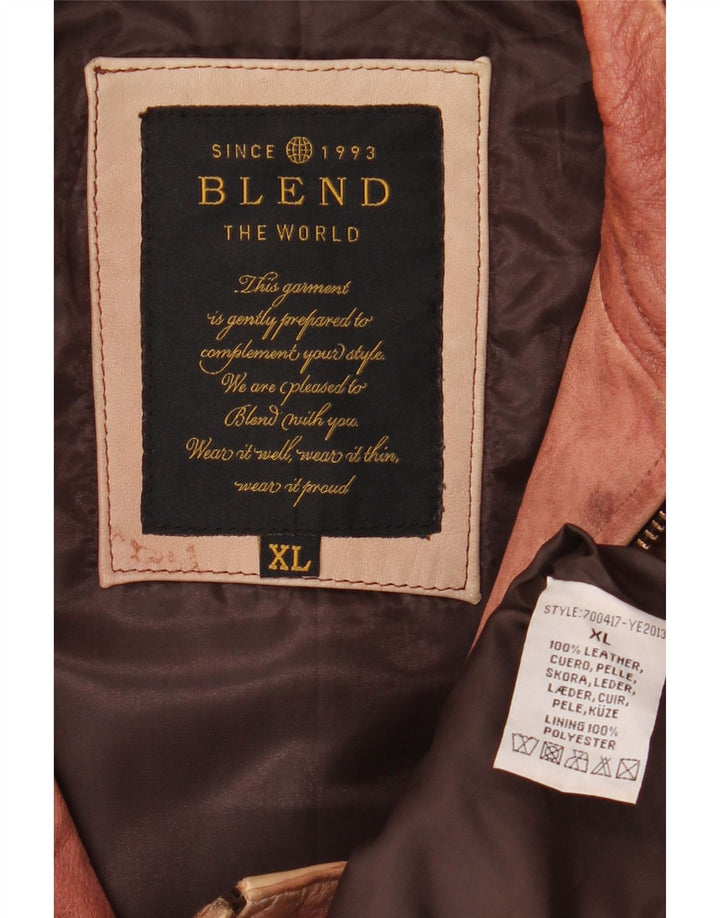 Giacca in pelle da uomo Blend UK 42 XL Pelle marrone