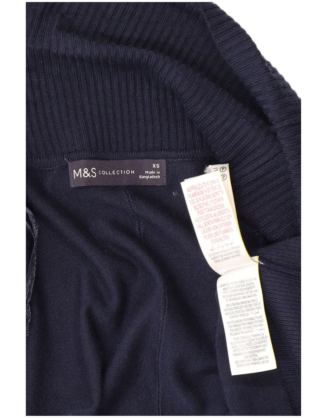 MARKS & SPENCER Maglione cardigan aperto lungo da donna UK 6 XS Blu navy