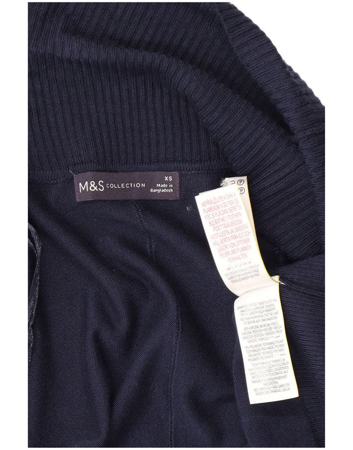 MARKS & SPENCER Maglione cardigan aperto lungo da donna UK 6 XS Blu navy