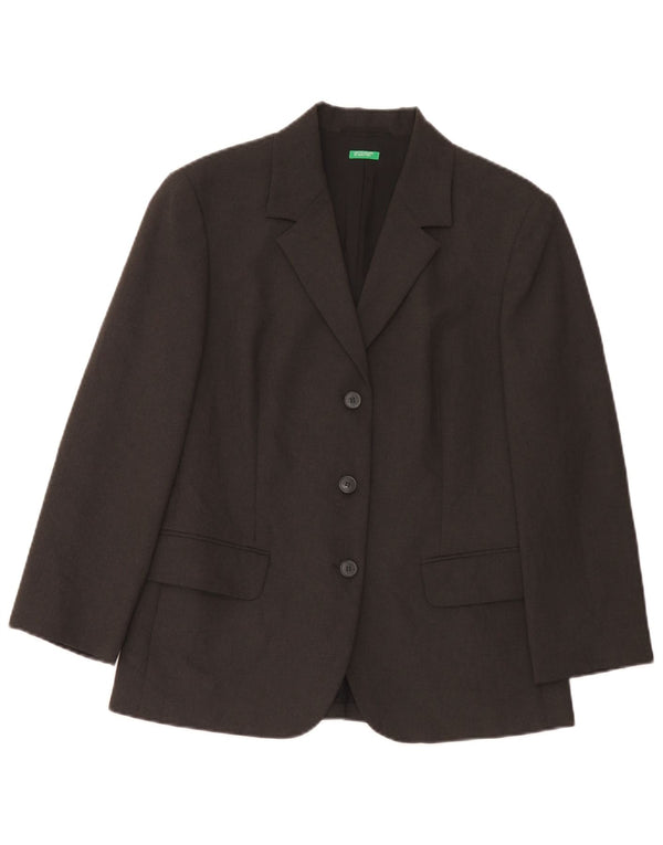 Giacca Blazer a 3 Bottoni da Donna Benetton IT 44 Poliestere Grigio Medio