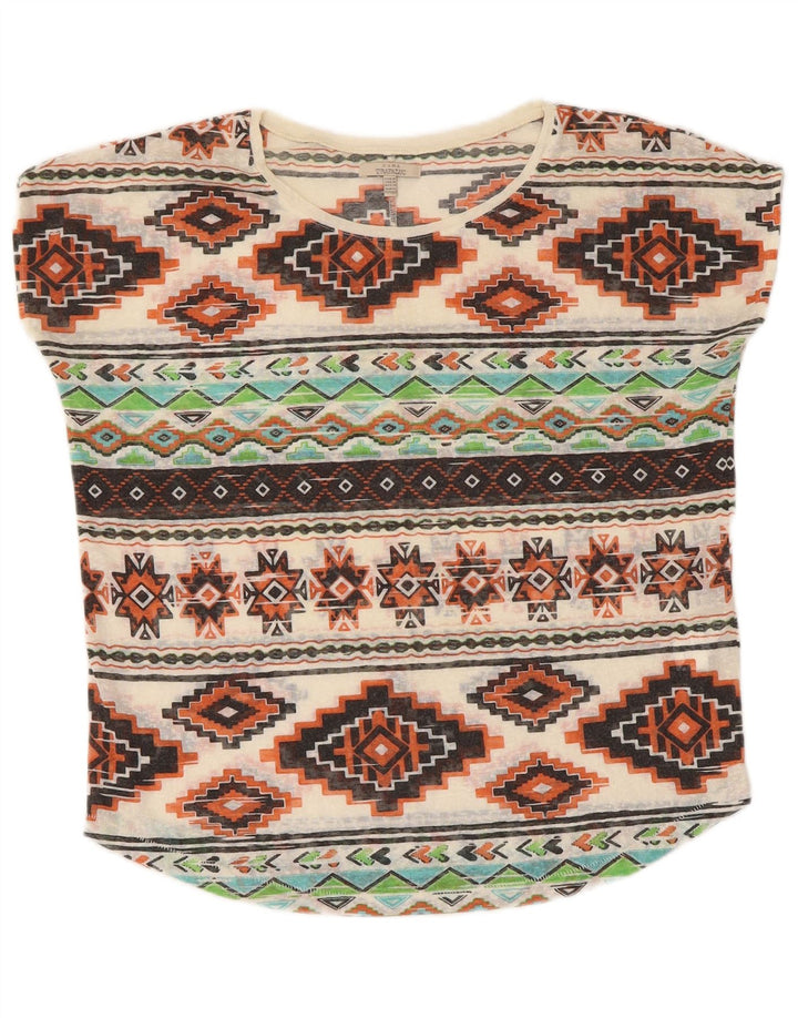 T-shirt da donna Zara UK 14 Poliestere geometrico multicolore medio