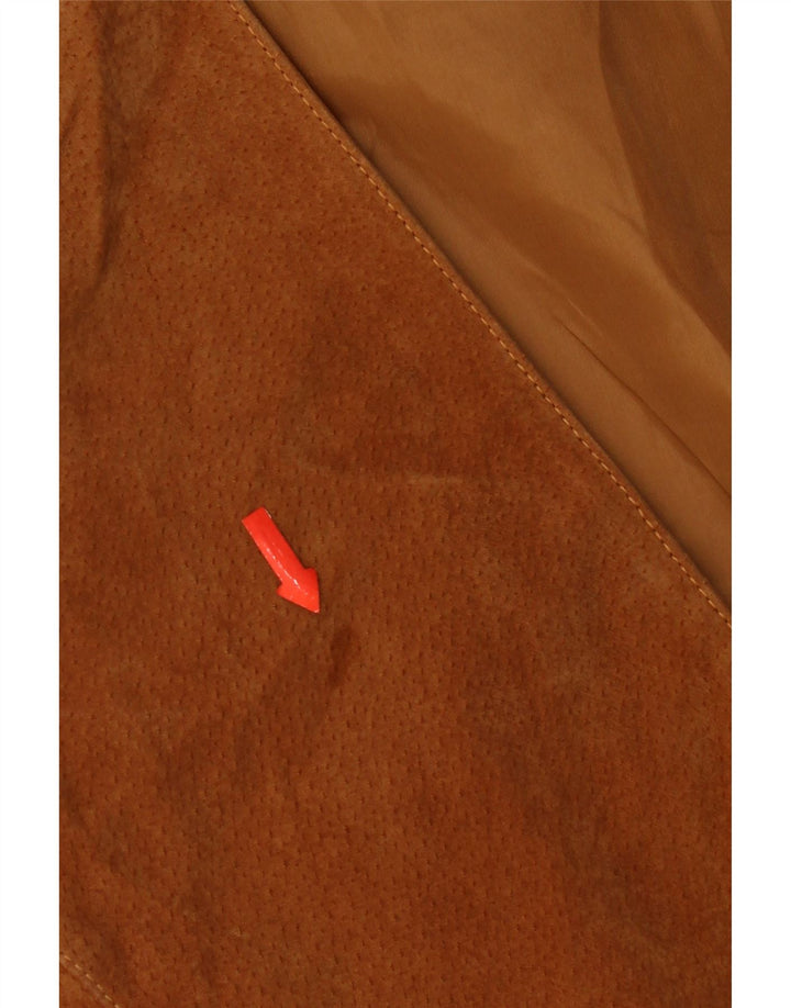 Gilet vintage da uomo in pelle scamosciata XL in pelle marrone