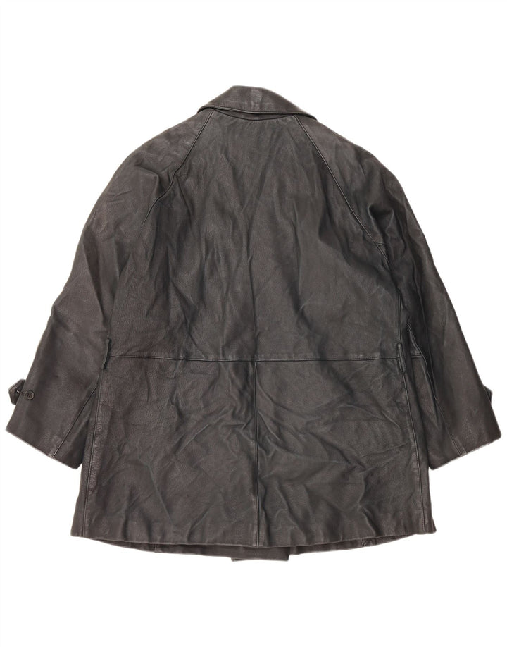 Giacca doppiopetto oversize da donna vintage IT 42 media in pelle nera