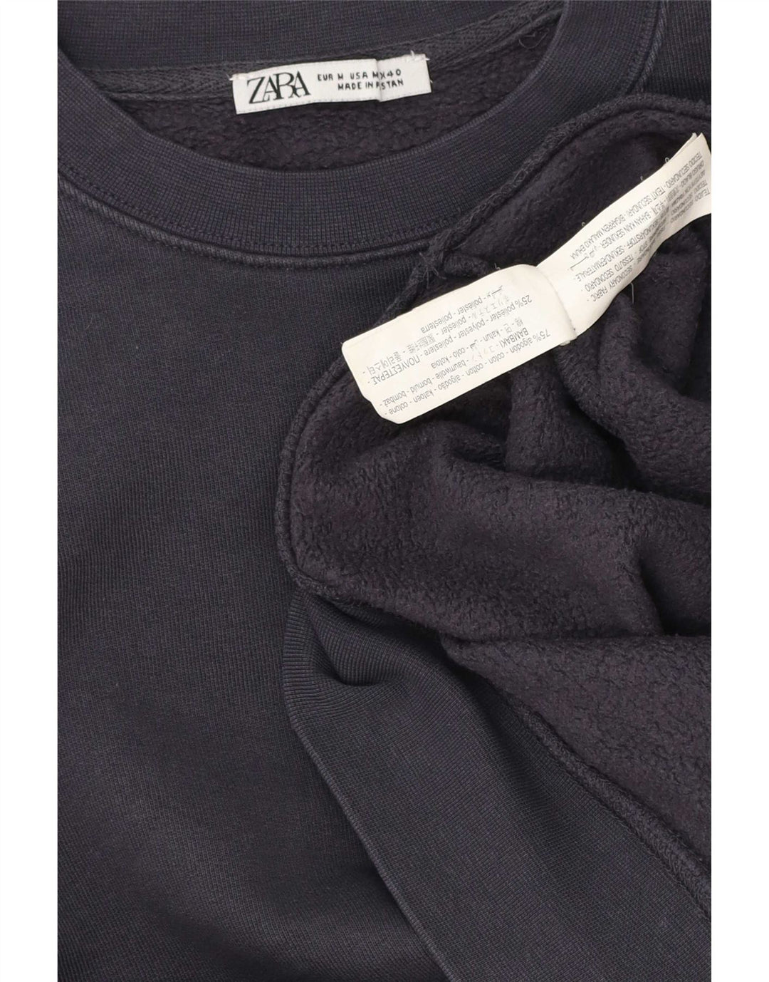 Felpa Zara da uomo in cotone medio blu navy