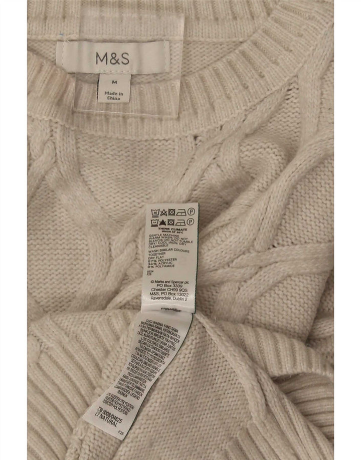 Maglione maglione girocollo da donna Marks & Spencer vestibilità ampia UK 14 medio Beige