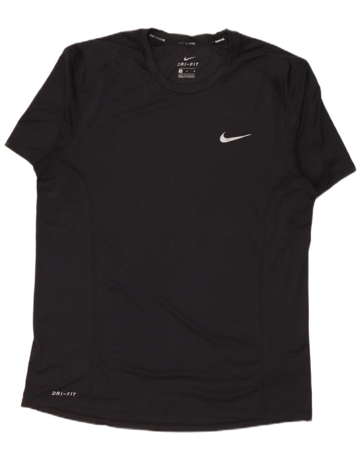 T-shirt Nike da uomo Dri Fit, top in poliestere nero medio