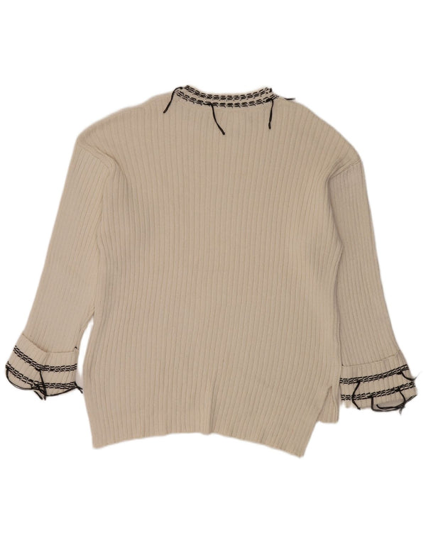 Maglione maglione girocollo oversize da donna Zara UK 16 grande cotone bianco sporco