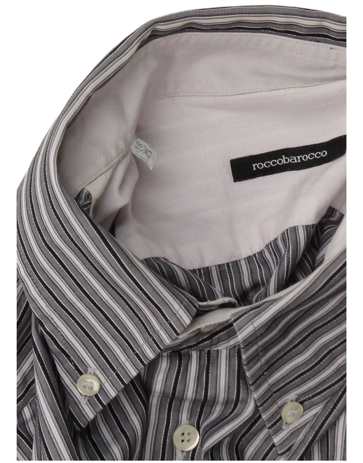 Camicia da uomo Roccobarocco taglia 45 18 2XL a righe grigie