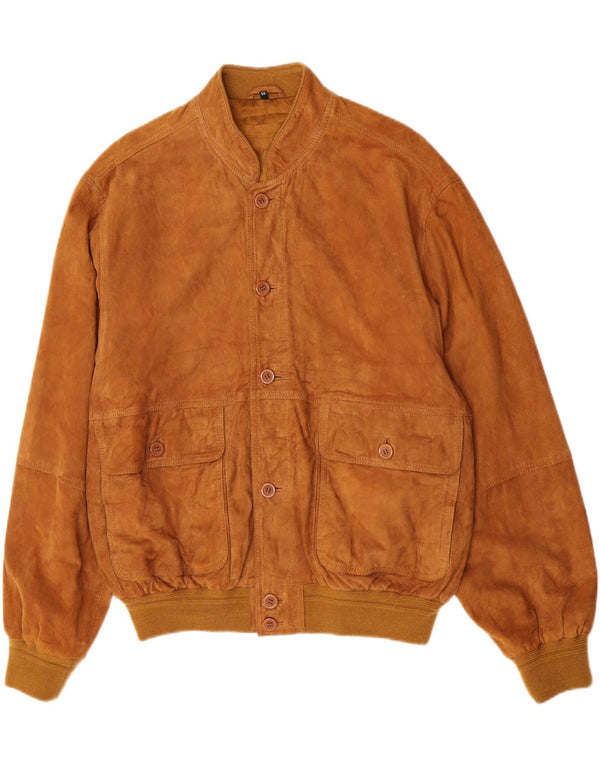 Giubbotto bomber vintage in pelle scamosciata da uomo IT 54 2XL in pelle marrone