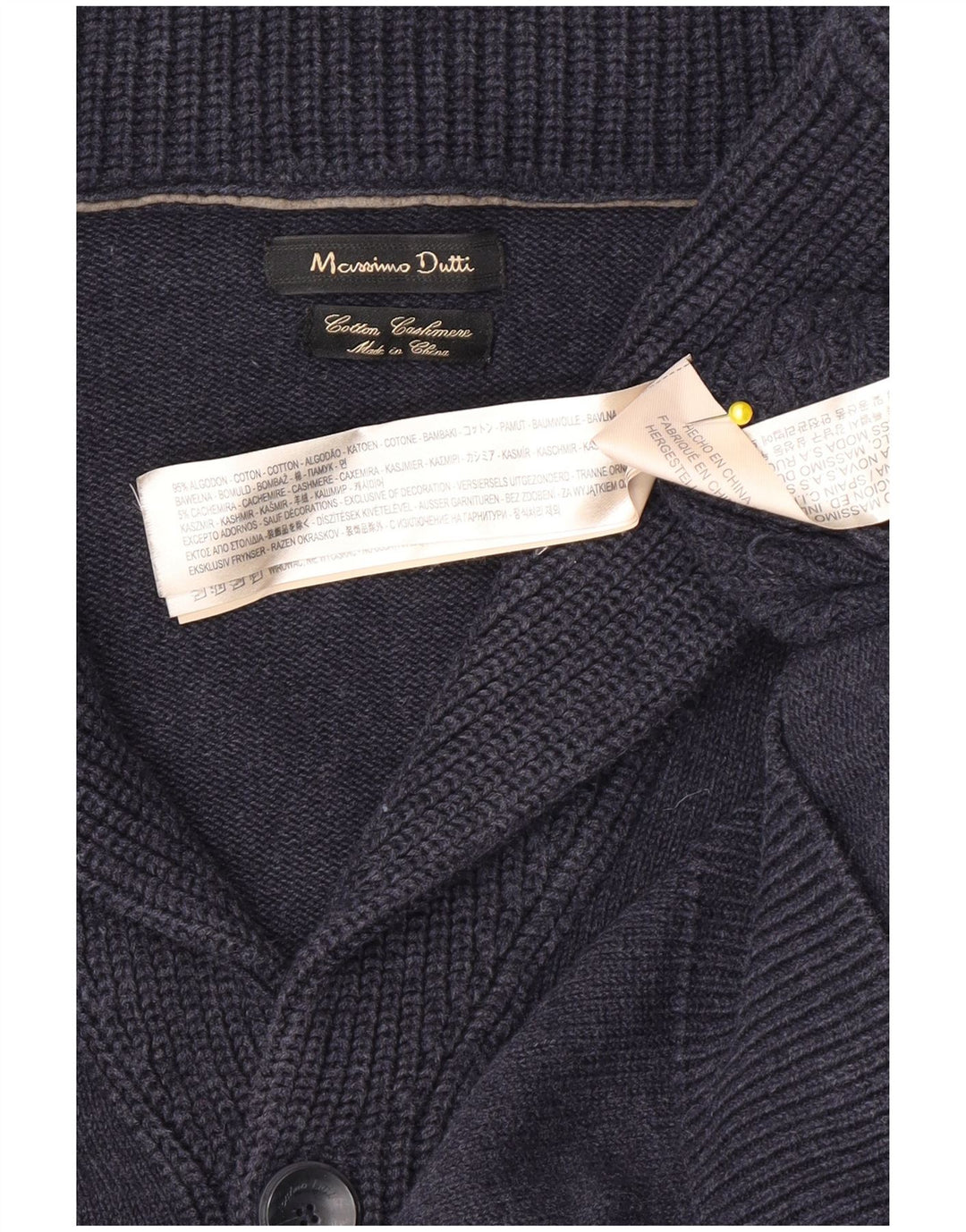 Maglione cardigan da uomo Massimo Dutti in cotone blu navy medio