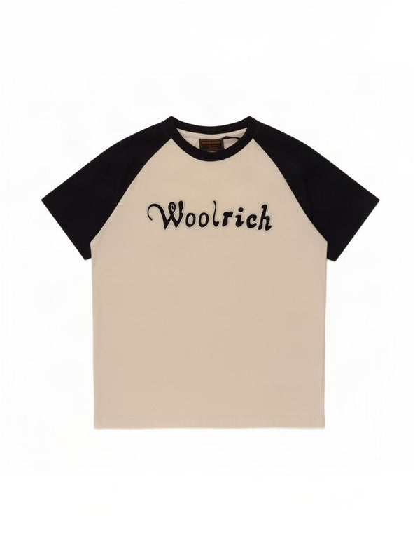 Woolrich Mens Graphic T-Shirt Top Medium White Colourblock Cotton