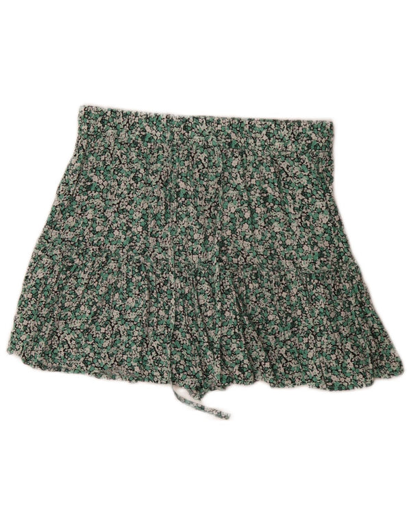 Pantaloni caldi a vita alta da donna Zara medi W28 viscosa floreale verde