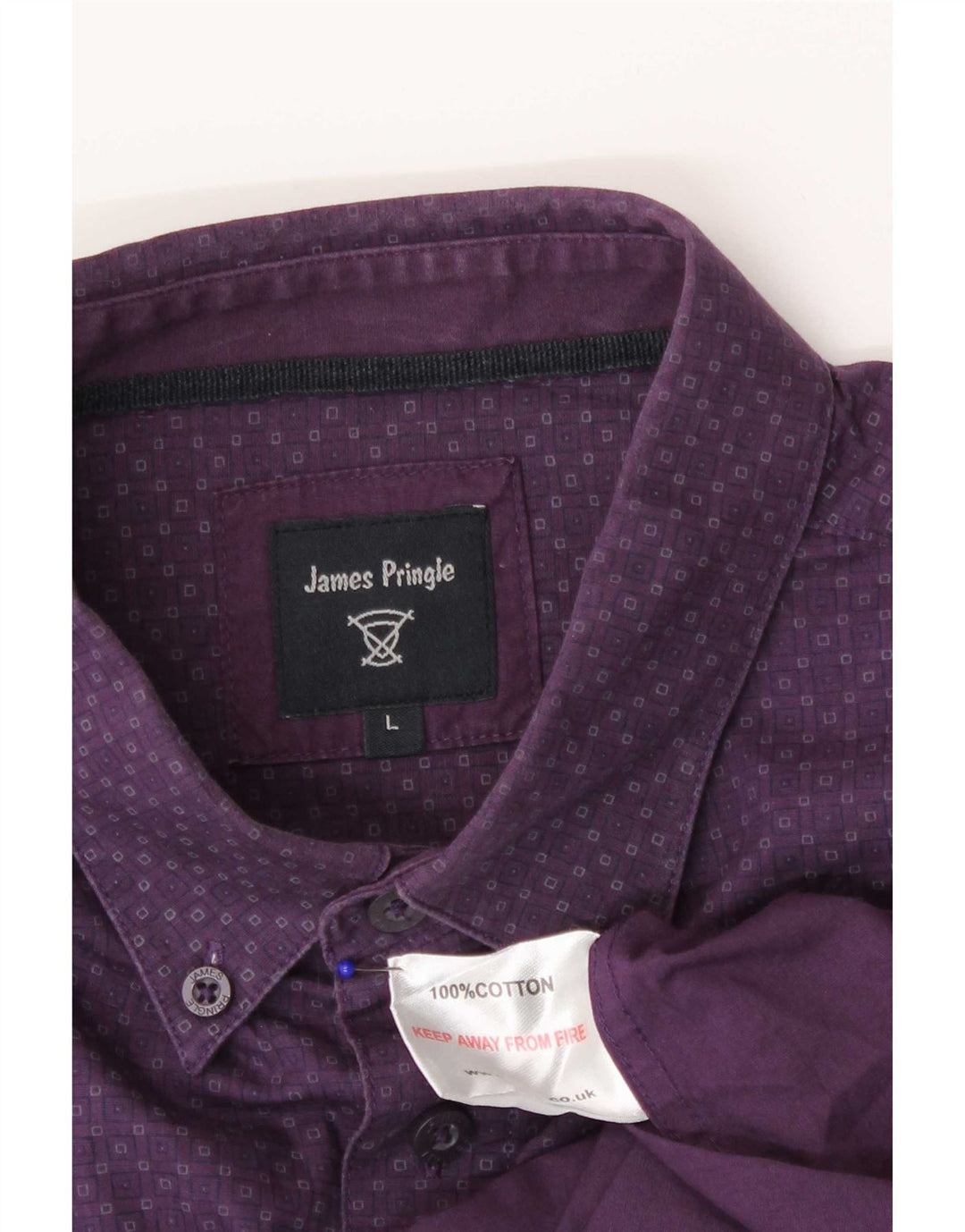 Camicia da uomo James Pringle Large in cotone geometrico viola