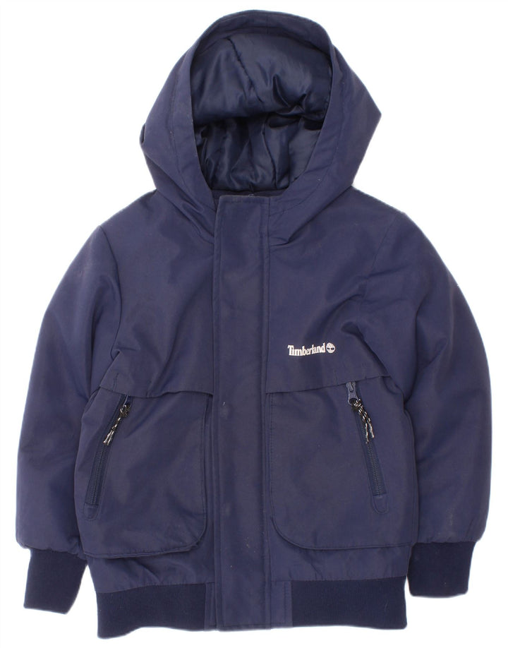 Giacca imbottita con cappuccio Timberland per ragazzi 4-5 anni in poliestere blu navy