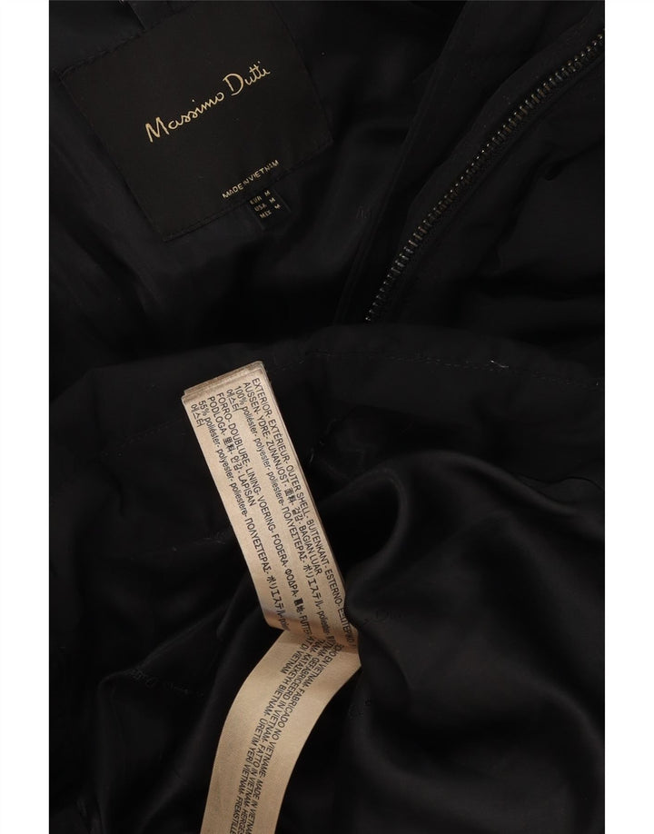 Cappotto imbottito con cappuccio da donna Massimo Dutti UK 14 poliestere nero medio