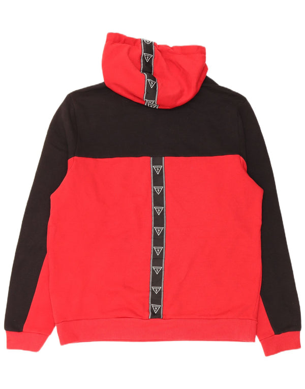 Felpa con cappuccio da uomo Guess grande in cotone color block nero