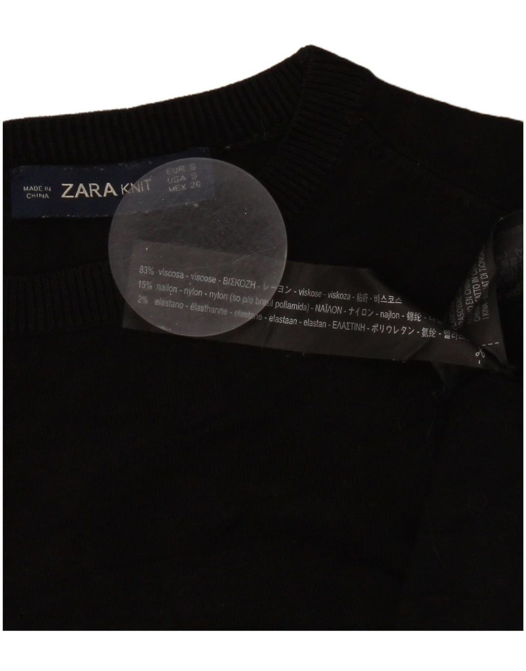 Maglione maglione girocollo da donna Zara UK 8 piccolo in viscosa nera