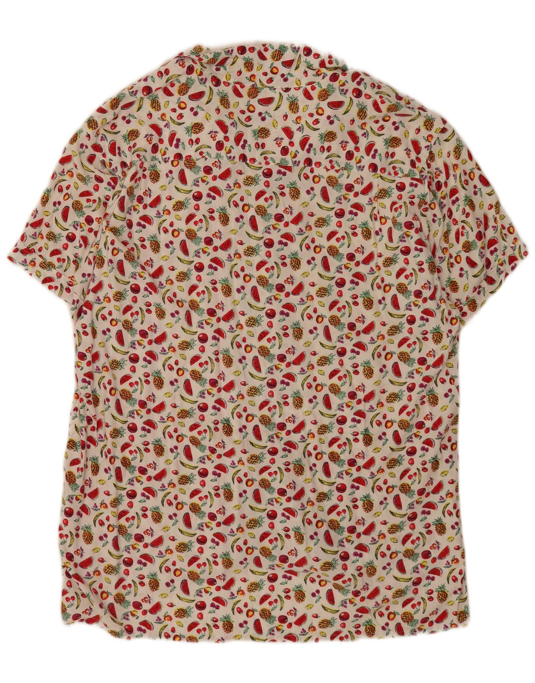 Camicia a maniche corte vintage da uomo con motivo astratto XL bianca