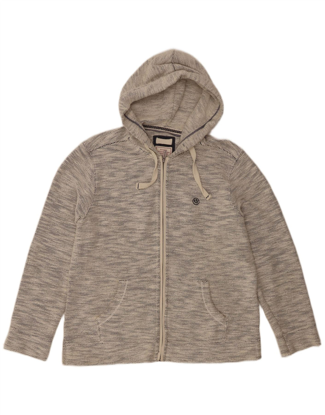 Felpa con cappuccio e zip da uomo Fat Face, grande cotone chiazzato grigio
