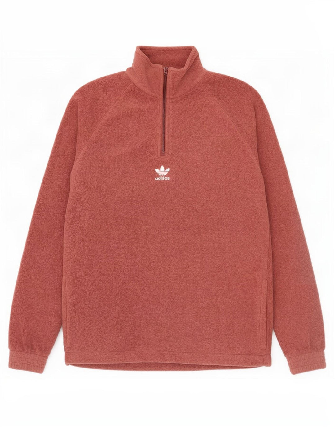 Maglione in pile Adidas da uomo con collo grafico e zip, piccolo, in poliestere marrone