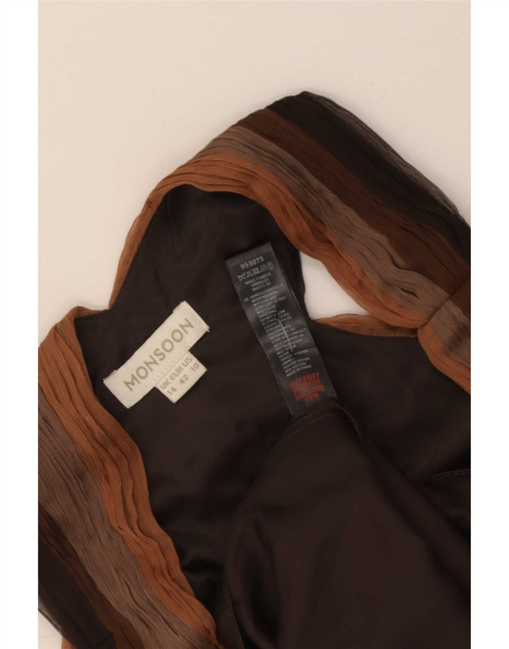 Abito a trapezio da donna Monsoon UK 14 Large Marrone Colourblock Poliestere