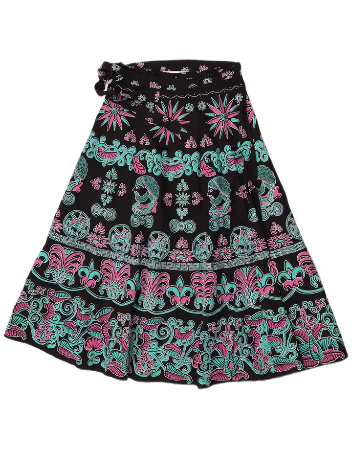 Gonna gypsy avvolgente da donna vintage W28 in cotone floreale medio multicolore