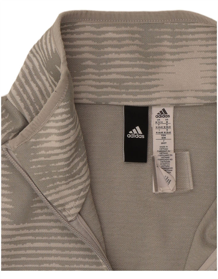 Giacca da tuta da donna ADIDAS UK 12/14 Poliestere a righe grigio medio