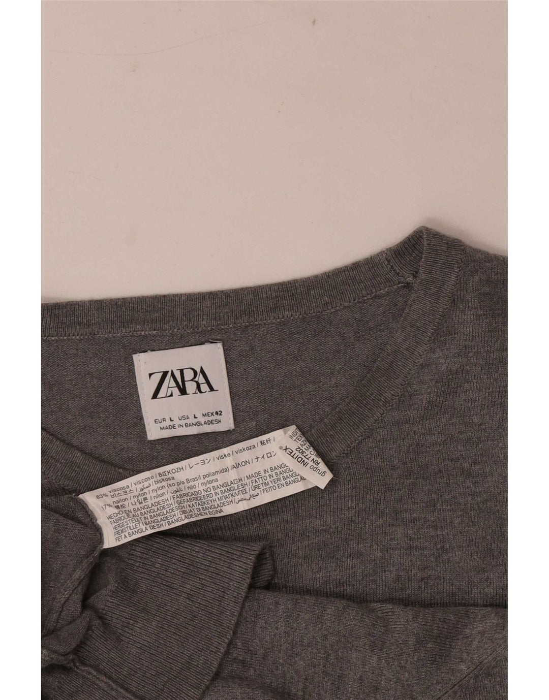 Maglione Zara da uomo girocollo grande in viscosa grigia