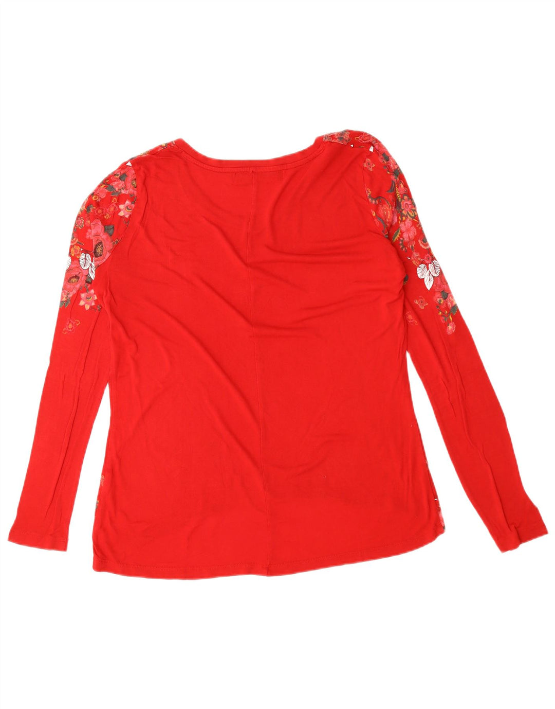DESIGUAL Donna Barcelona Graphic Top manica lunga UK 16 Grande cuore rosso