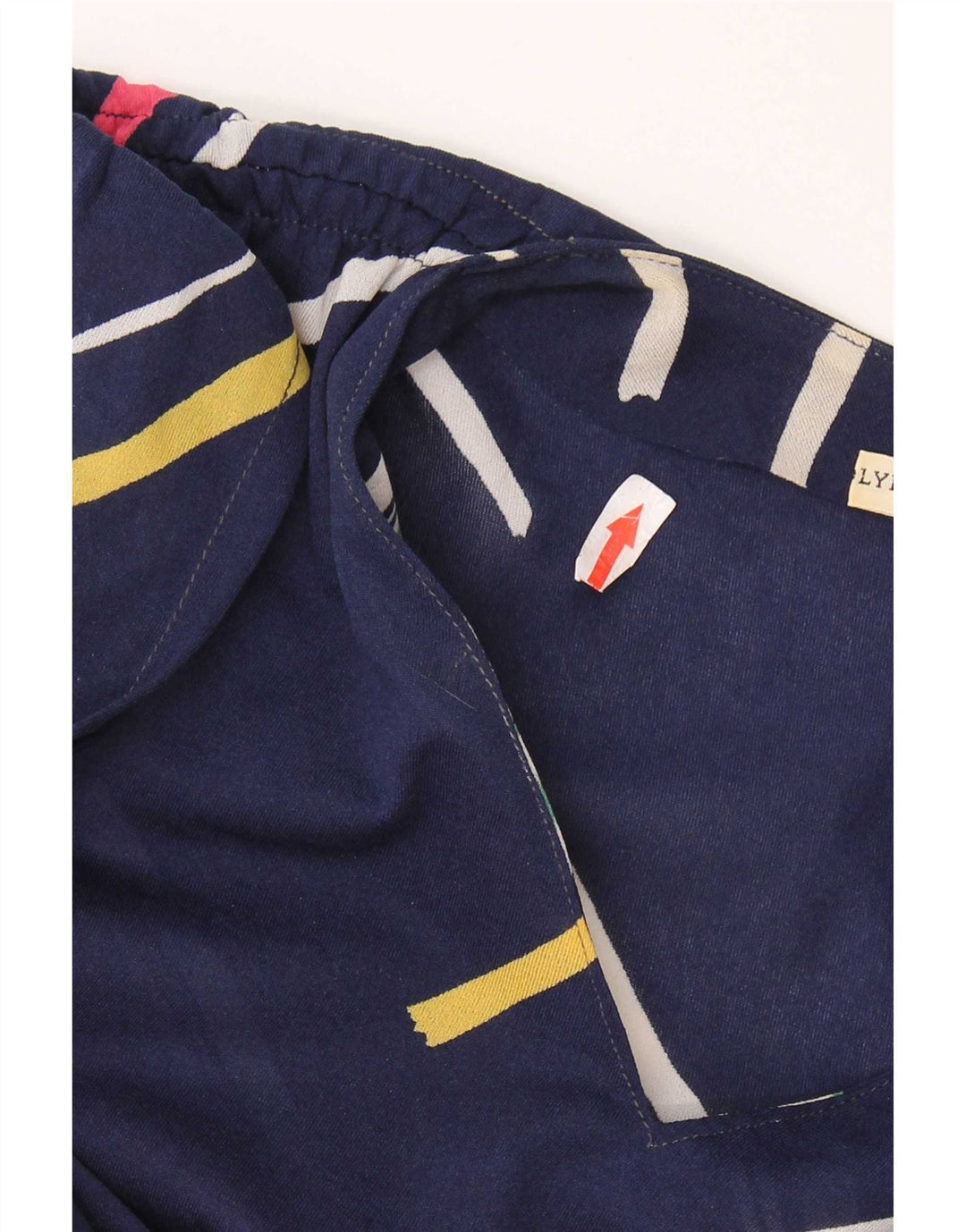 Abito a trapezio da donna vintage IT 42 Poliestere a righe blu navy medio