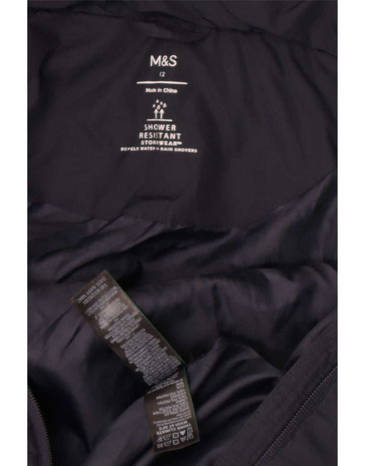 Giacca imbottita con cappuccio da donna Marks & Spencer UK 12 medio blu navy