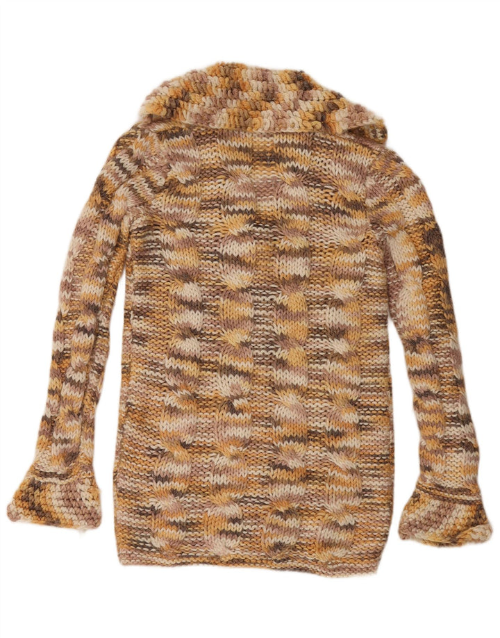 Maglione cardigan da donna vintage UK 14 grande chiazzato multicolore