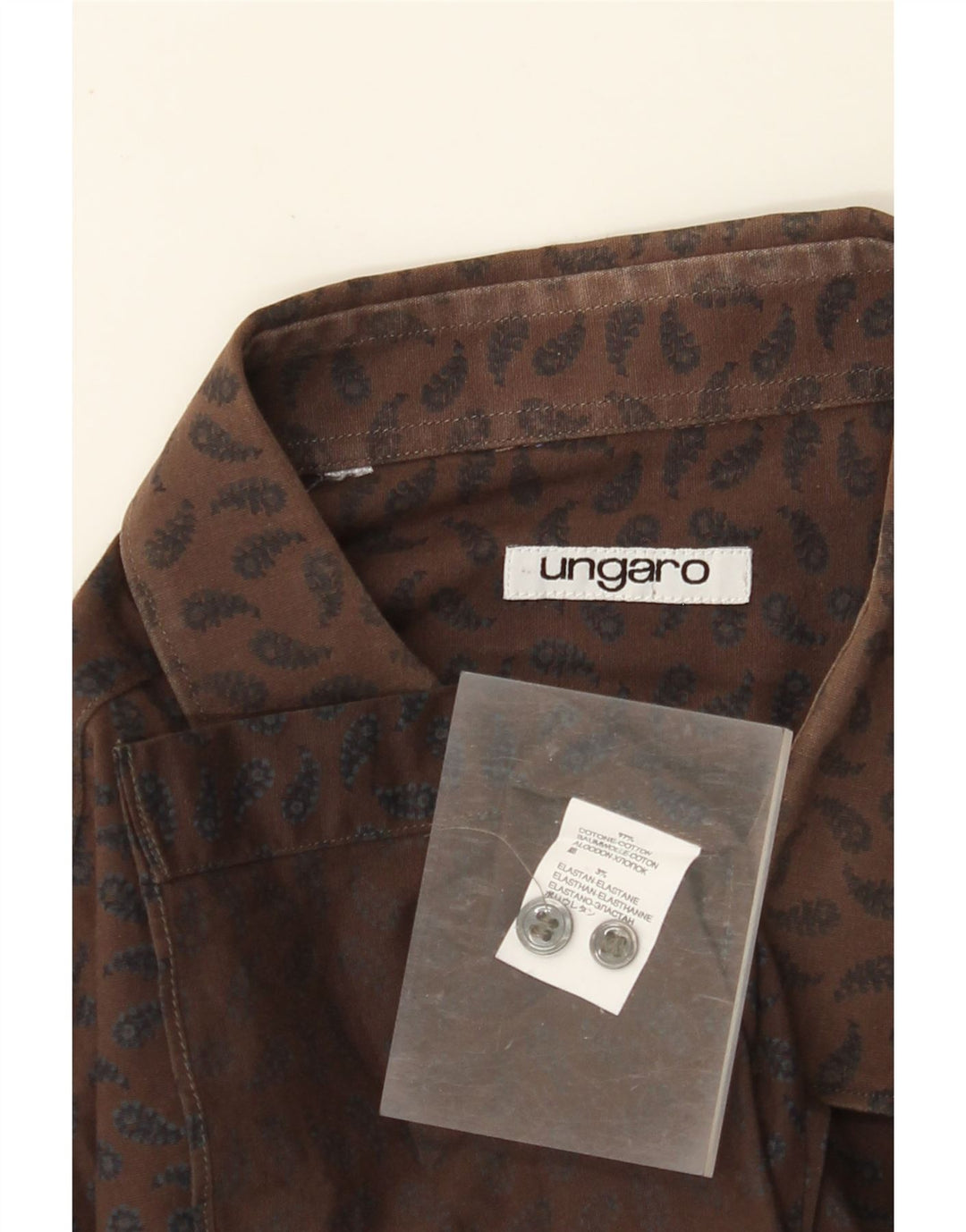 Camicia da uomo UNGARO Large in cotone Paisley marrone
