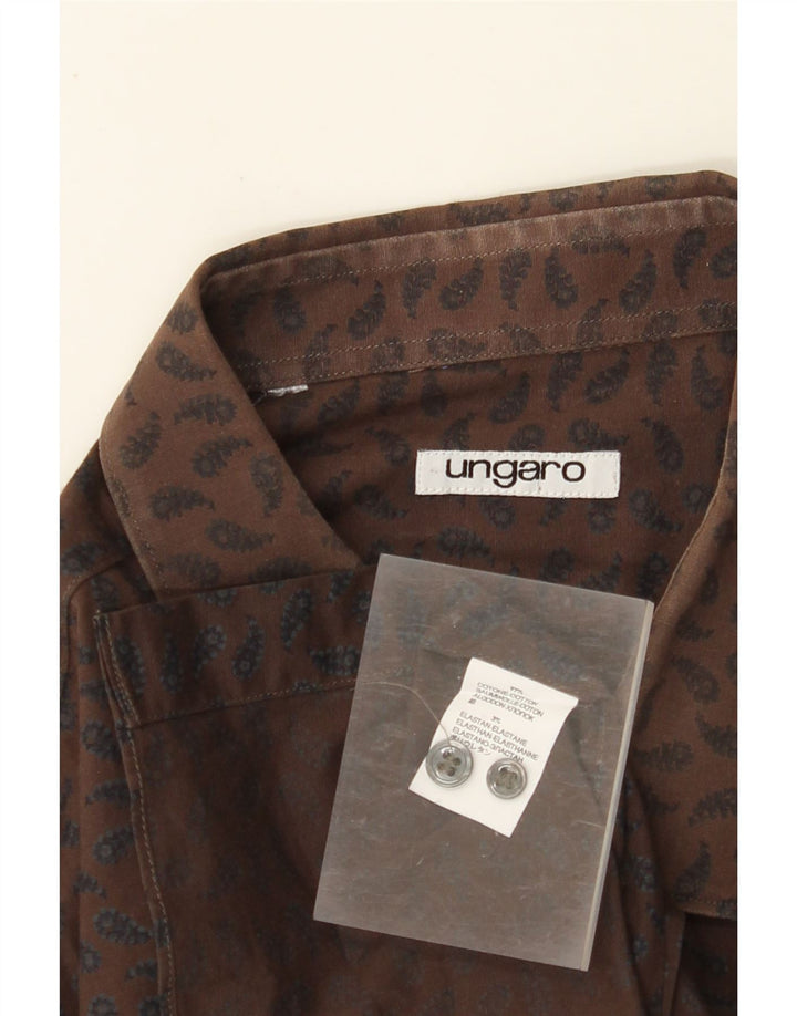 Camicia da uomo UNGARO Large in cotone Paisley marrone