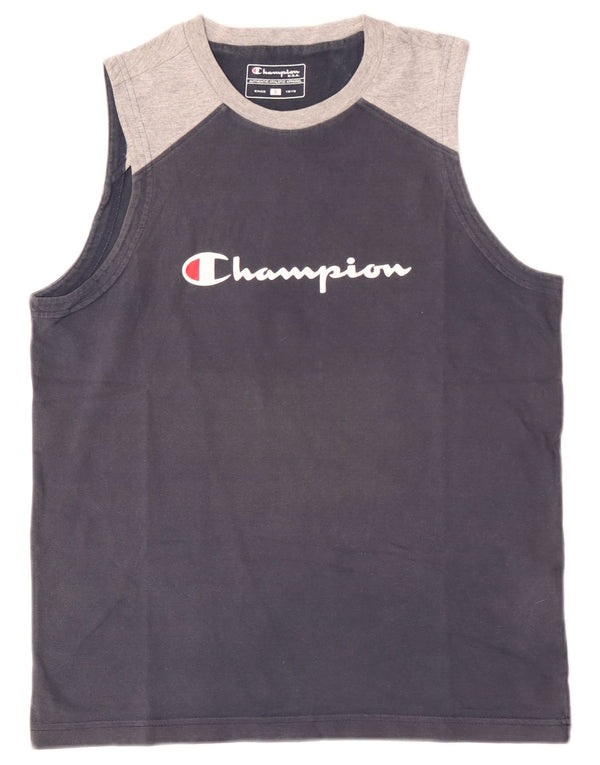 Canotta grafica da uomo Champion, piccola, in cotone color block blu navy