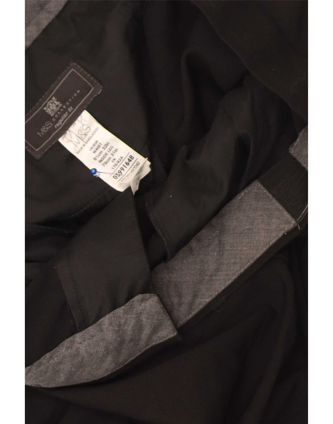 Pantaloni da abito dritti da uomo Marks & Spencer vestibilità regolare W32 L31 neri