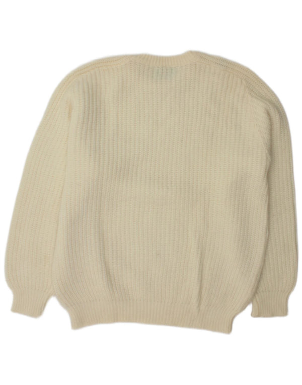 Maglione da uomo con scollo a barca Benetton XL bianco sporco
