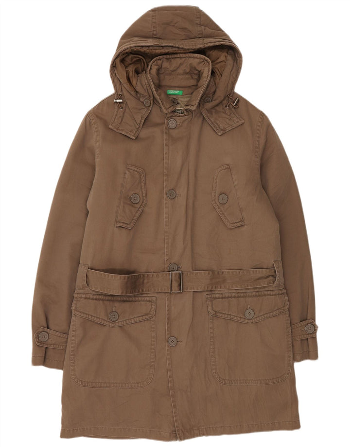 Parka da uomo con cappuccio BENETTON IT 48 Poliestere Marrone Medio