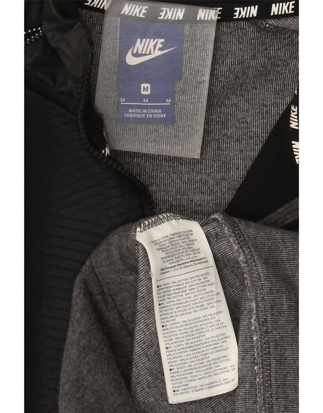 Felpa con cappuccio e zip Nike da uomo in cotone color block grigio medio