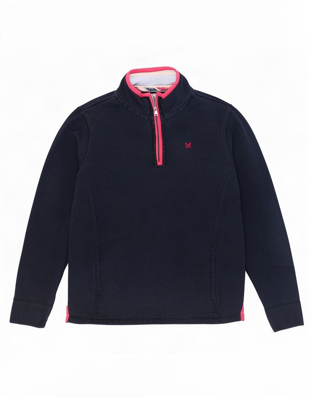 Crew Clothing Felpa da donna con collo con zip Maglione UK 12 Medio Blu navy