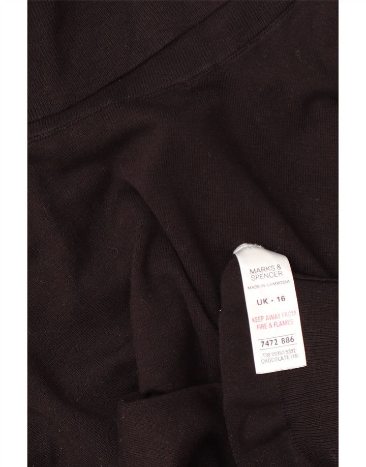 Maglione maglione a collo alto da donna Marks & Spencer UK 16 grande viscosa marrone